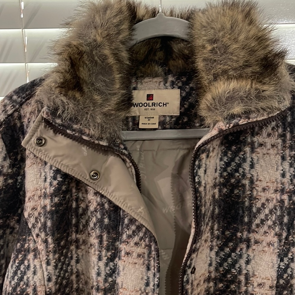 Wool rich blue and cream coat! Size medium! Good condition